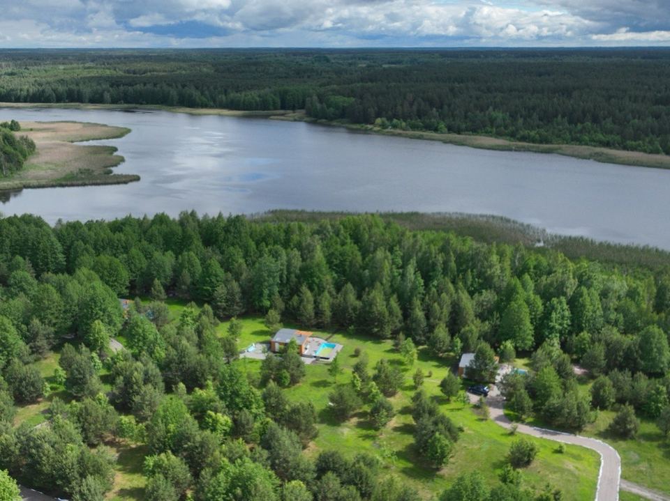 Простір ІРІЙ з висоти: заплава, сосновий ліс і приватні будинки серед дерев